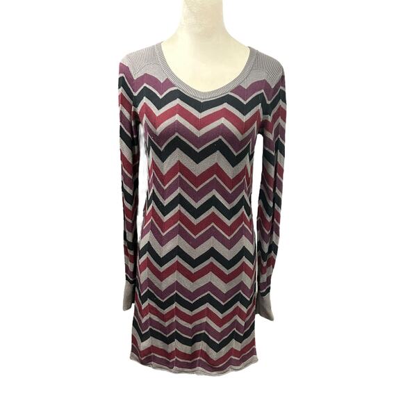 Boho Retro Chevron Sweater Dress Aventura Organic Fall Layers Small - Picture 1 of 8